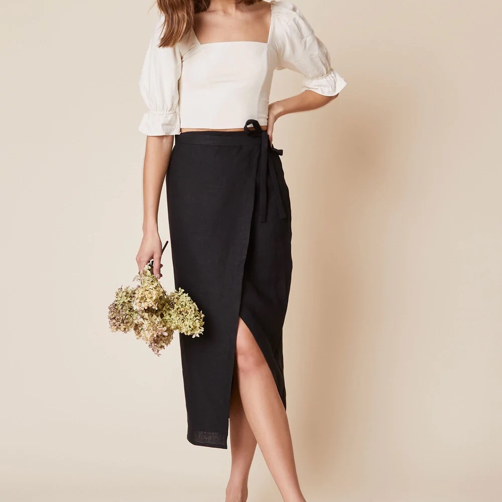 Whimsy & Row Valentina wrap skirt in black